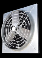 P/N: 24PG-W1, WIDE SPACED POULTRY PANEL FAN, 24", GALVANIZED PANEL, WHITE POWDER COATED GUARDS